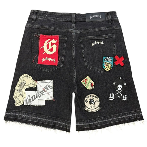 GODSPEED Patchwork Denim Shorts Mens Apparel