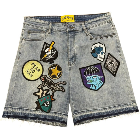 GODSPEED Patchwork Denim Shorts Mens Apparel