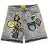 GODSPEED Patchwork Denim Shorts Mens Apparel