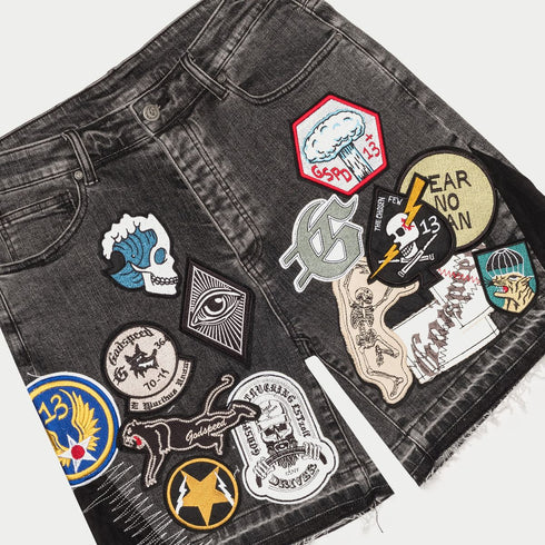 GODSPEED Patchwork Denim Shorts Mens Apparel