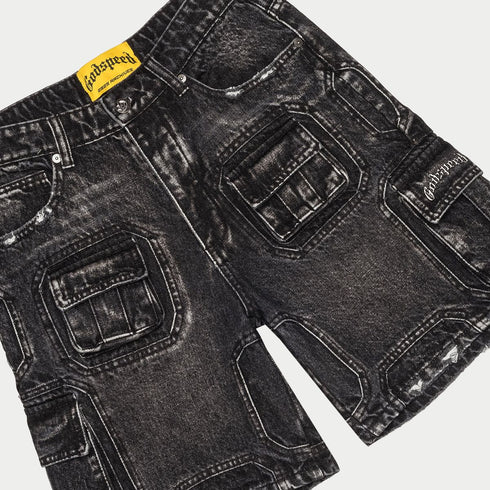 GODSPEED Octagon Cargo Denim Shorts Mens Apparel