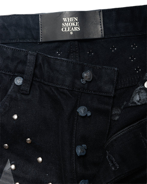 WHENSMOKECLEARS Stargaze Denim Shorts Mens Apparel