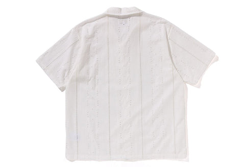 BAPE Embroidery Open Collar SS Shirt Mens Apparel