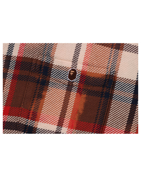 BAPE Bleached Bape Check Zip Shirt Mens Apparel