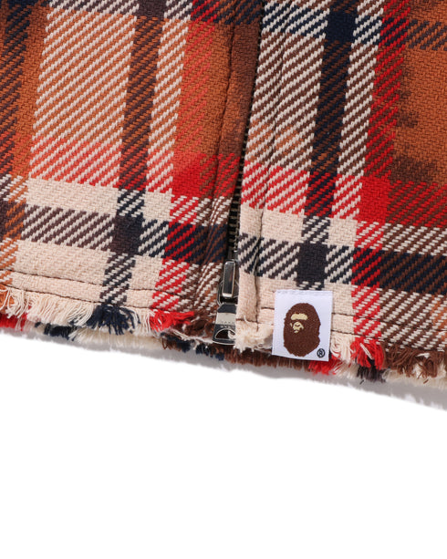 BAPE Bleached Bape Check Zip Shirt Mens Apparel