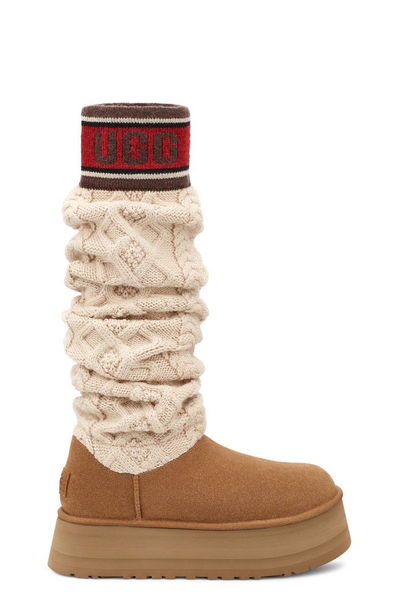 中古 UGG Classic Stripe Cable Knit UGG Knit Striped Boots for Women for sale | eBay
