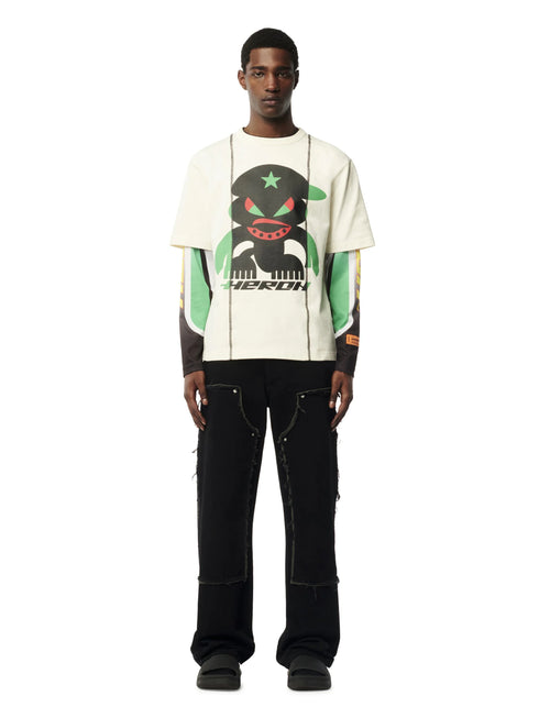 HERON PRESTON Splt Monster Tape S/s Tee Mens Apparel