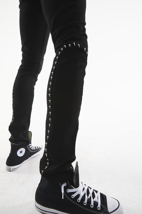 RTA Enzo | Black Cross Rivet Mens Apparel