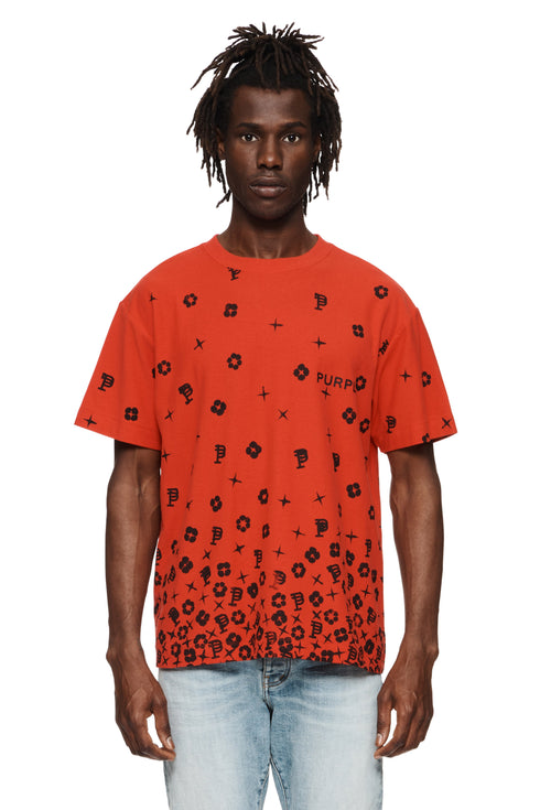 PURPLE BRAND Scatter Monogram High Risk Red T-Shirt Mens Apparel