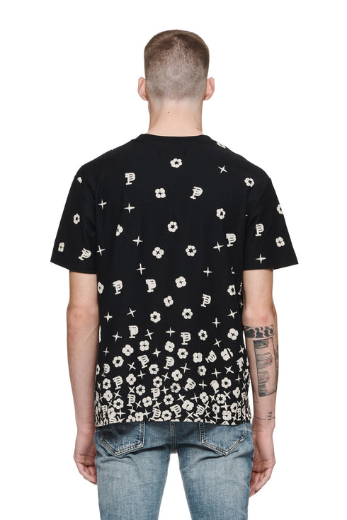PURPLE BRAND Scatter Monogram Black Beauty T-Shirt Mens Apparel