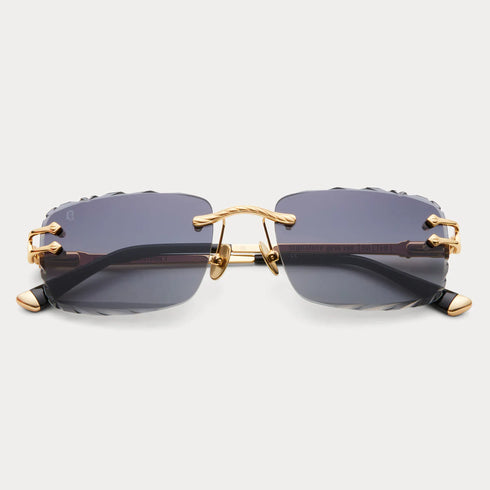JAMES ORO Black Tint Signature Gem Cut Unisex Sunglasses