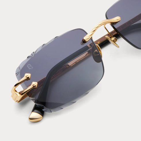 JAMES ORO Black Tint Signature Gem Cut Unisex Sunglasses
