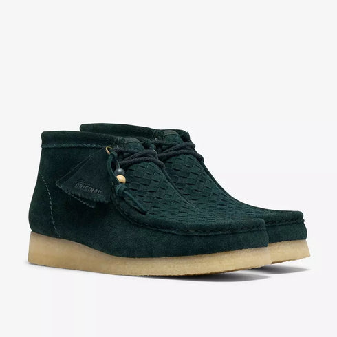 CLARKS Wallabee Boot Forest Green Weave Men's Boots
