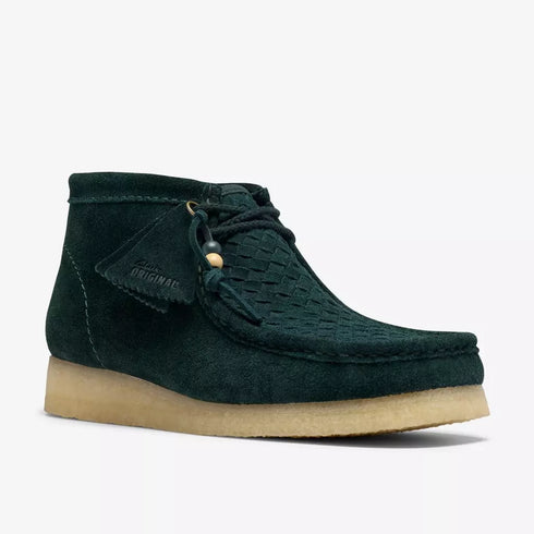 CLARKS Wallabee Boot Forest Green Weave Men's Boots