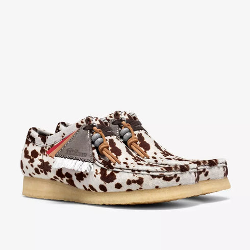 CLARKS Wallabee Brown Cow Print Men's Apparel