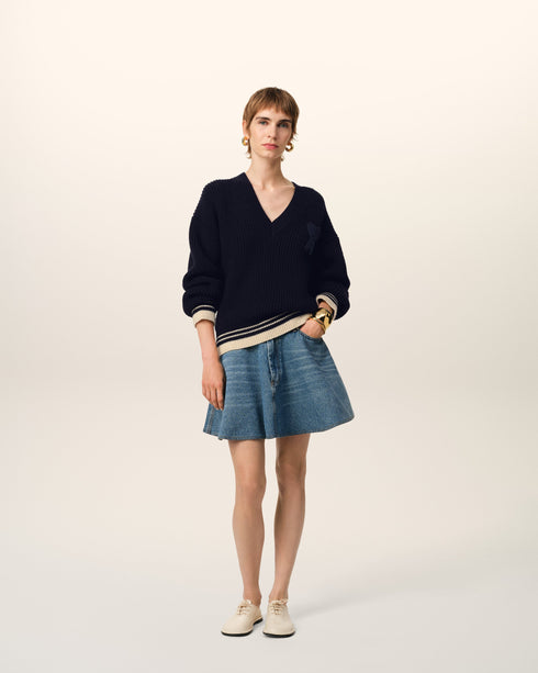 AMI PARIS Sweater in college ribs wool Unisex Apparel