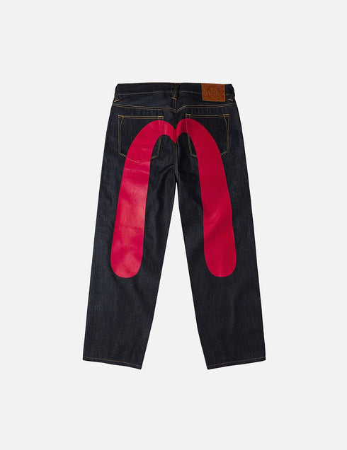 EVISU Red Daicock Printed Loose Fits Jeans #2038 Mens Apparel