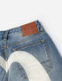 EVISU Ecru Daicock Print Loose Fit Jeans #2038 Men’s Apparel