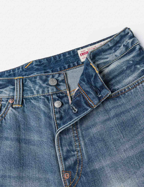 EVISU Ecru Daicock Print Loose Fit Jeans #2038 Men’s Apparel