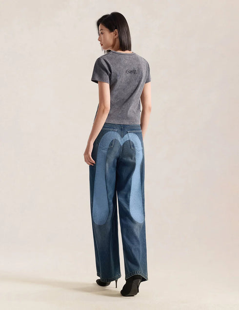 EVISU Light Blue Washed Daicock Straight Pants Womens Apparel