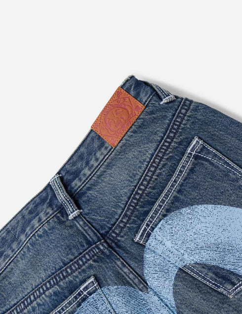EVISU Light Blue Washed Daicock Straight Pants Womens Apparel