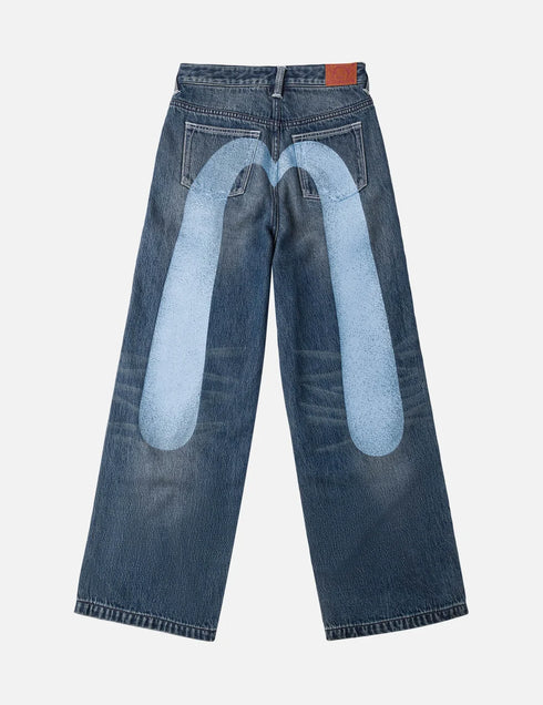 EVISU Light Blue Washed Daicock Straight Pants Womens Apparel