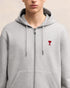 AMI PARIS Grey Cotton Ami de Coeur Zipped Hoodie Unisex Apparel