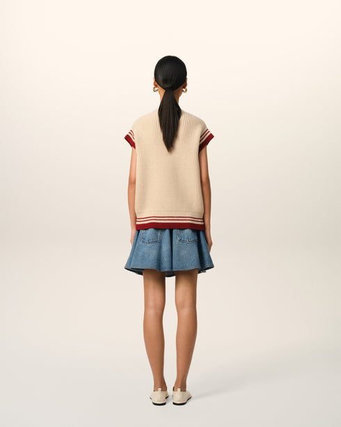 AMI PARIS Wool Ribbed Sleeveless V Neck Sweater Unisex Apparel