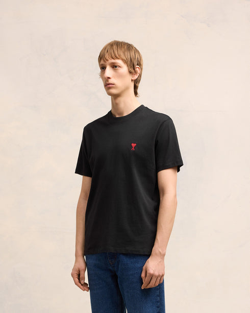 AMI PARIS Black Cotton Ami de Coeur T-Shirt Unisex Apparel