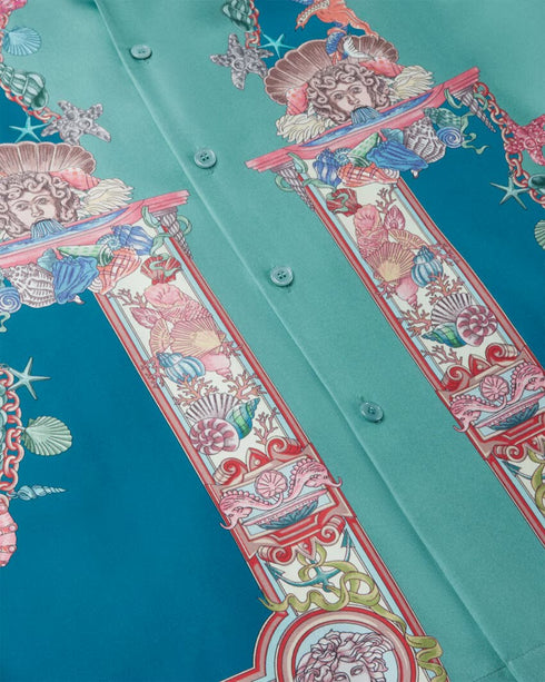 VERSACE Coral Theatre Silk Shirt Mens Apparel