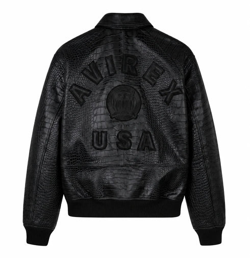 AVIREX Limited Edition Black Croc Icon Jacket Men's Apparel