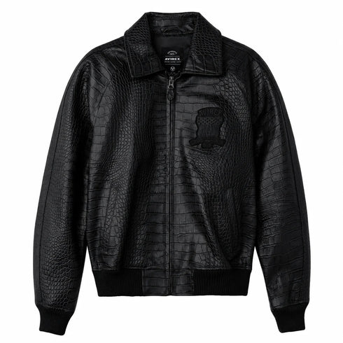 AVIREX Limited Edition Black Croc Icon Jacket Men's Apparel