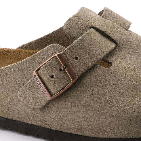 BIRKENSTOCK Boston Taupe Suede Sfb Unisex Slides