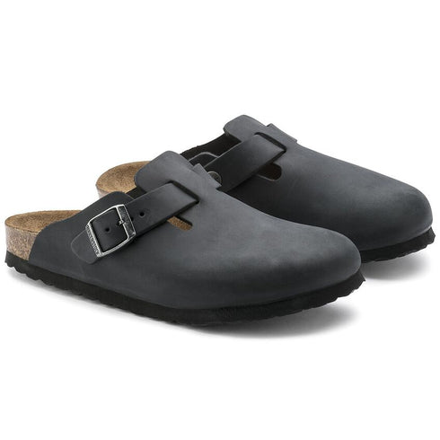 BIRKENSTOCK Boston Black Oil Ltr Unisex Slides