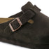 BIRKENSTOCK Boston Mocha Suede Sfb Unisex Slides
