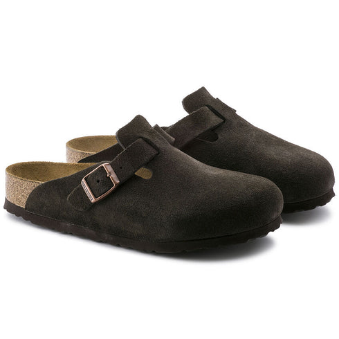 BIRKENSTOCK Boston Mocha Suede Sfb Unisex Slides