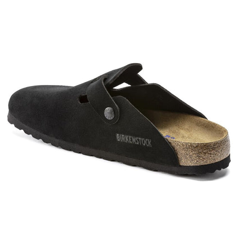 BIRKENSTOCK Boston Black Suede Sfb Unisex Slides