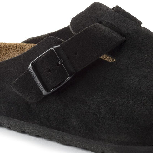 BIRKENSTOCK Boston Black Suede Sfb Unisex Slides