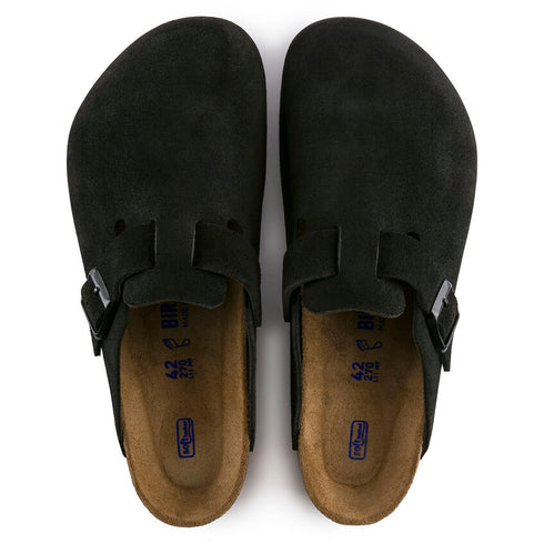 BIRKENSTOCK Boston Black Suede Sfb Unisex Slides