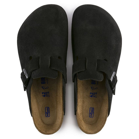 BIRKENSTOCK Boston Black Suede Sfb Unisex Slides