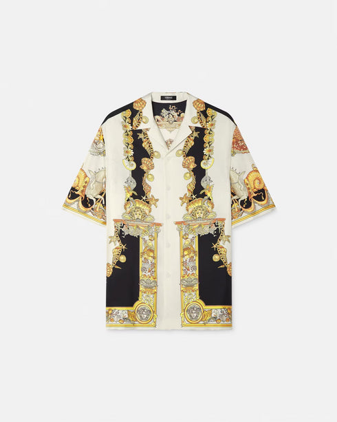 VERSACE Coral Theatre Silk Shirt Mens Apparel