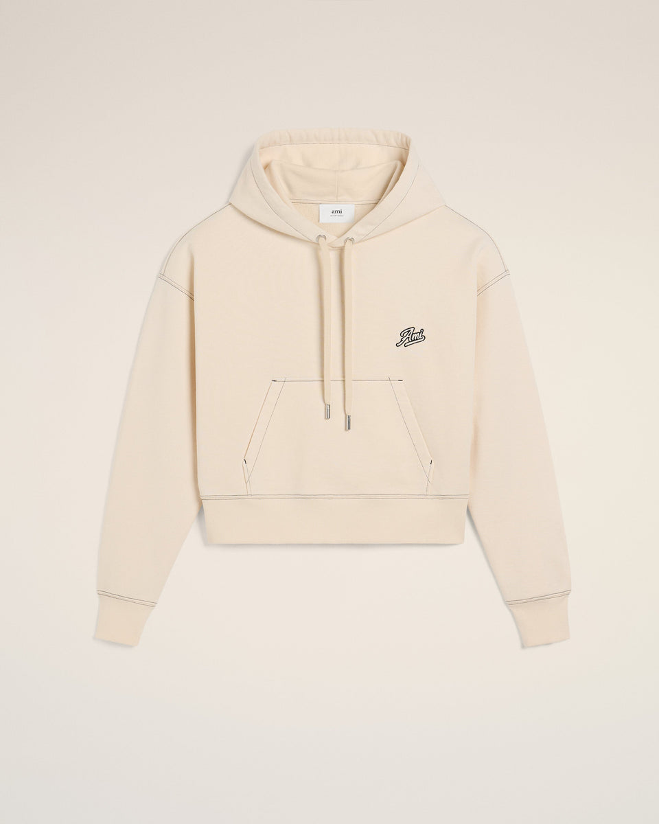 AMI|HOOD/ZIP-UP (HSW229 JE0098 136) AMI PARIS Beige Cotton Hoodie Watches - Ami Signature Unisex