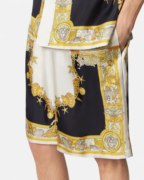 VERSACE Coral Theatre Silk Shorts Mens Apparel