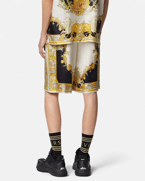 VERSACE Coral Theatre Silk Shorts Mens Apparel