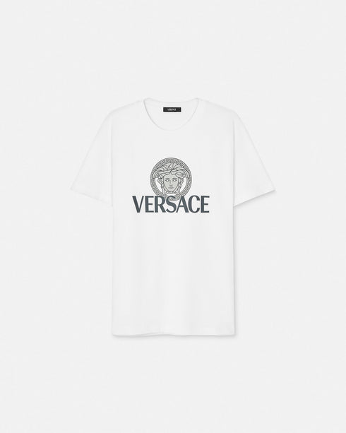 VERSACE T-shirt Cotton Two Color Print Mens Apparel