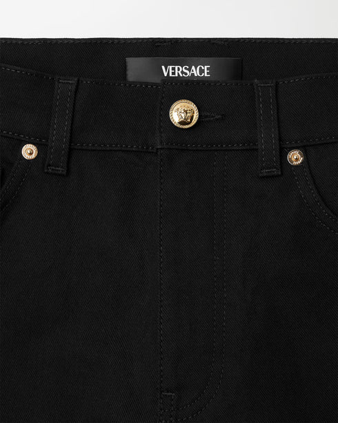 VERSACE Pant Denim Reactive Black Strech Fabric Men's Apparel