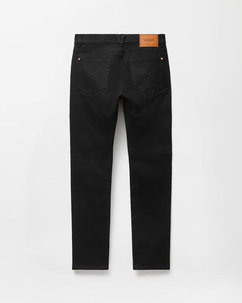 VERSACE Pant Denim Reactive Black Strech Fabric Men's Apparel