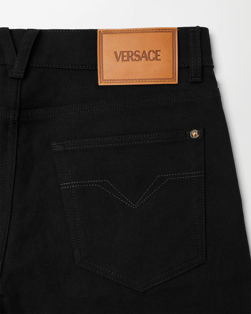 VERSACE Pant Denim Reactive Black Strech Fabric Men's Apparel