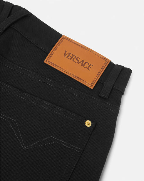 VERSACE Pant Denim Reactive Black Strech Fabric Men's Apparel