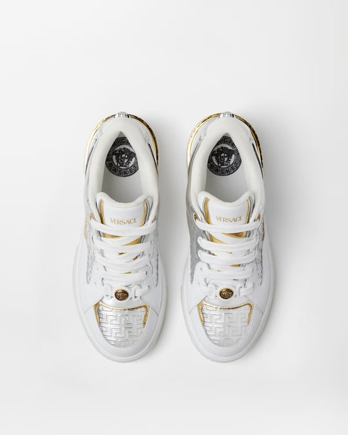 VERSACE Biggie Basket Metallic Leather Men's Sneakers